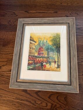 Framed Paris Street Art Print in Warm Yellow and Green